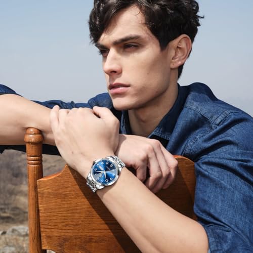 Image of OLEVS Watches for Men Business Dress Diamond Analog Quartz Big Face Luxury Classic Stainless Steel Waterproof Luminous Two Tone Wristwatch