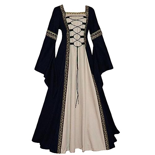 Halloween Kostüm Renaissance Kostüm Mittelalter Kleid Damen Lang Vintage...