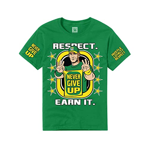 WWE Authentic Wear John Cena Earn The Day Youth T-Shirt Kelly Green Medium
