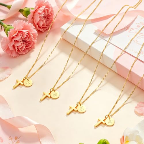 Fezodo Cross Necklace for Girls - 14K Gold Plated Cross Z Initial Letter Necklace Teen Girls Gifts Trendy Stuff Christian Birthday Gift for 5 6 7 8 9 10 11 Years Old Gift Kids — view 6