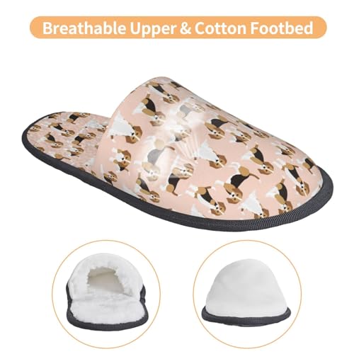 Beagle Dog On Brown Print House Slippers For Women And Men,Soft Slippers With Memory Foam,Non-Slip Indoor Home Shoes3
