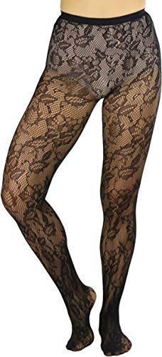 Image of ToBeInStyle Women's Elegant Floral Lace Inspired Spandex Net Full Length Tights
