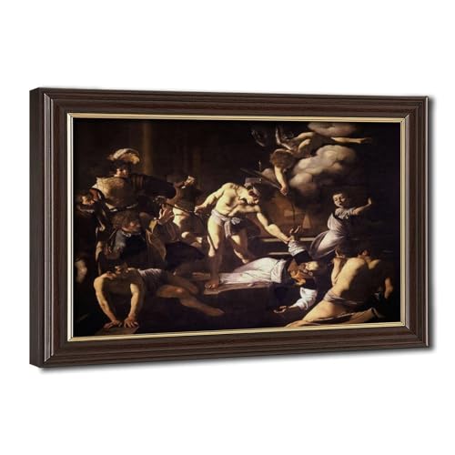 Impression sur toile Caravage Le Martyre de Saint Matthieu 30x45 cm avec cadre suspendu pour salon