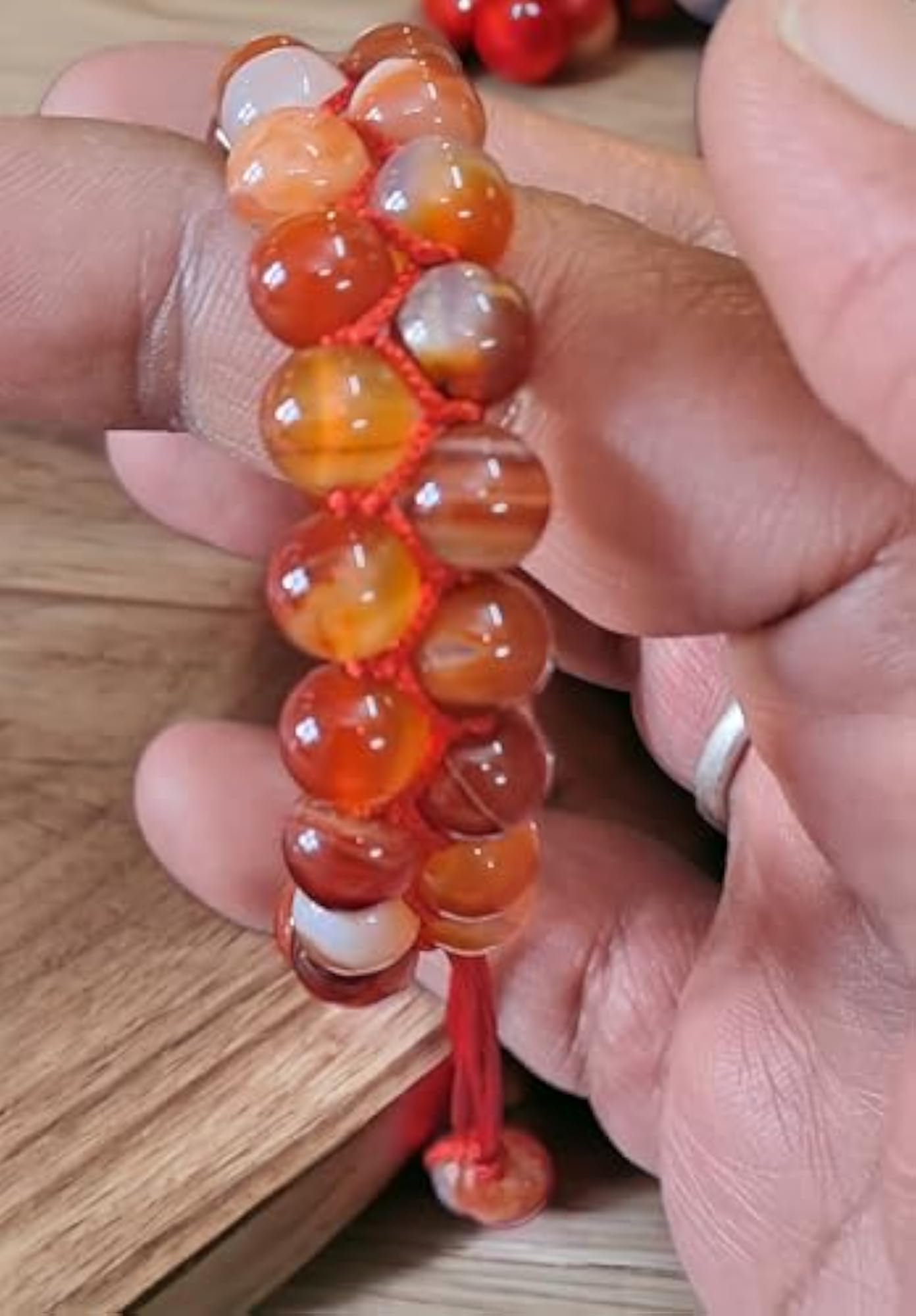 Natural Red Carnelian Double Layered Stone Bracelet, Reiki