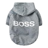 Jimjis 犬服 秋冬 フード付パーカー スウェットトレーナー スウェットパーカー ボスBOSS 防寒 暖かい ワンコ服 猫服 犬の冬服 暖かい ペット服 厚い 小中型犬 着脱簡単 抜け毛防止 ペット用品 ペット衣類 小型犬 中型犬洋服 ワンコ服 猫服