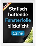 Verdunkelungsfolie Fenster Schwarz – 12m² (25x 60x80cm) statisch haftend & Blickdicht – rückstandslos entfernbar – wiederverwendbar – Fensterfolie ohne Kleber für Zuhause & Camper – FolioContact