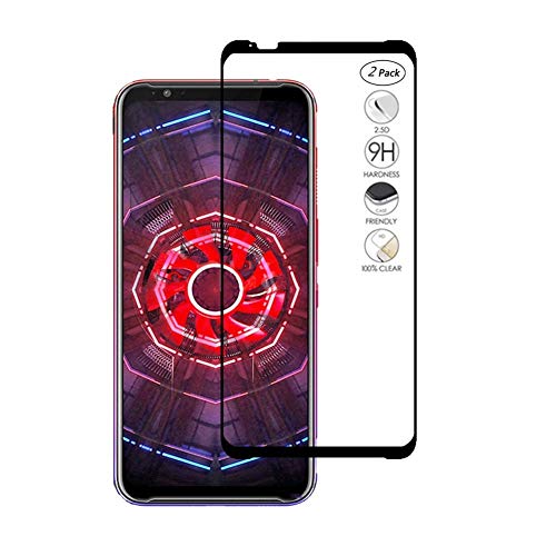 HERCN ZTE Nubia Red Magic 3 Protection Écran,Ultra Mince Full Coverage Colle Adhésive Complète Dureté 9H Trempé Écran en Verre de Protection pour ZTE Nubia Red Magic 3 Smartphone (Noir-2 Pack)