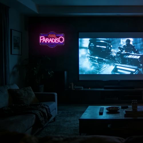 Image of Allball Cinema Paradiso Neon Sign, LED Theater Neon Light USB Powered Dimmable, for Home Cinema Movie Night Party Decor, Movie Lover Gift(15.7 * 10.2 In)