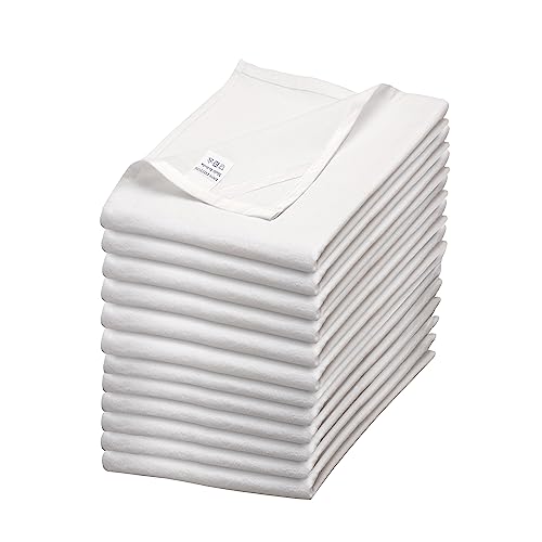 Whitewrap Flour Sack Dish Towels | Highly Absorbent Flour Sack Towels | Kitchen Towels For Baking, Cooking, And Cleaning | 12 Pack, 18"X28", White #TOP13