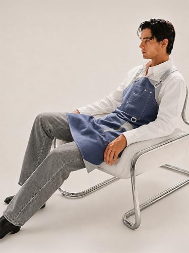 Image of Work Apron - Stylish Cotton Apron with Rip Stop Weave, Waterproof & Breathable Membrane, Durable Tear Resistant, Chef, Kitchen, BBQ, Workshop & Gardening Apron-Forest Green
