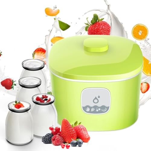 QIeAny Máquina De Fabricación De Yogur Eléctrica, Máquina De Yogurt Multifunción, Pantalla De Luz LED, Temperatura Constante Inteligente, Tapa Interna De Acero Inoxidable De 1L,A