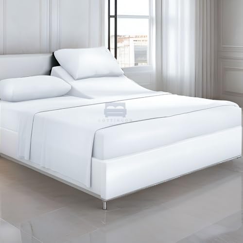 Sábanas para cama con números de sueño Split King, sábanas King con parte superior dividida para cama con número de sueño, 100 % algodón egipcio, color blanco sólido, 28 Split-King, 400 TC, 16