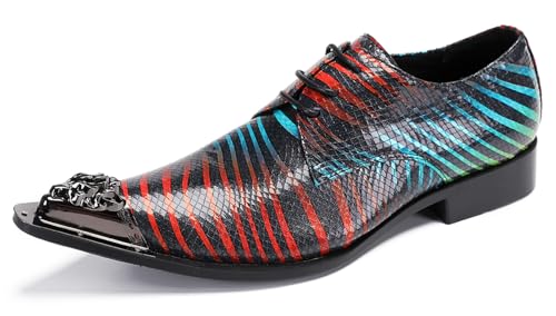 Mens Oxfords Wedding Dress Disco Party Shoes- Prom Casual Metal Pionted Toe Shoes -Western Tuxedo Shoes for Men Boys