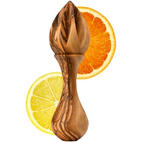 KASSIS exprimidor de limones de madera de olivo - exprimidor de cítricos para zumo fresco - de cítricos artesanal, de limas, de naranjas 14 cm