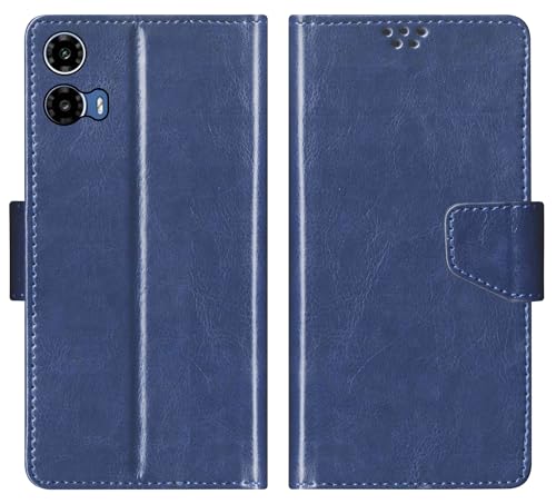 Image of SBMS Flip Cover for Motorola Moto G34 5G / Moto G45 5G 6.5-Inch Back Cover Case with Magnatic Closure | Inbuilt Stand | Card & Money Pocket (Blue)