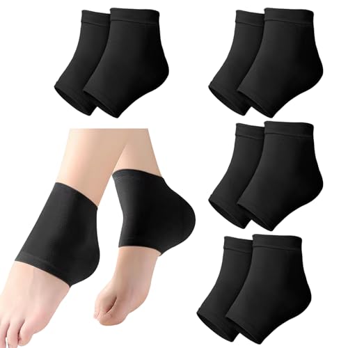 4 Paar Gel-fersensocken Ferse Socken Offene Zehensocken Feuchtigkeitsspendend, Weich, Durchlüftet, Wiederverwendbar, SPA-Fußschutz Tag Nachtpflege für Trockene Harte Gerissene Haut, Männer Frauen