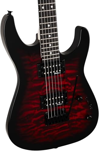 Image of Jackson JS Series Dinky JS11Q Electric Guitar - Transparent Red Bundle with Amplifier, Gig Bag, Tuner, Strap, Cable, Picks, and Austin Bazaar Instructional DVD