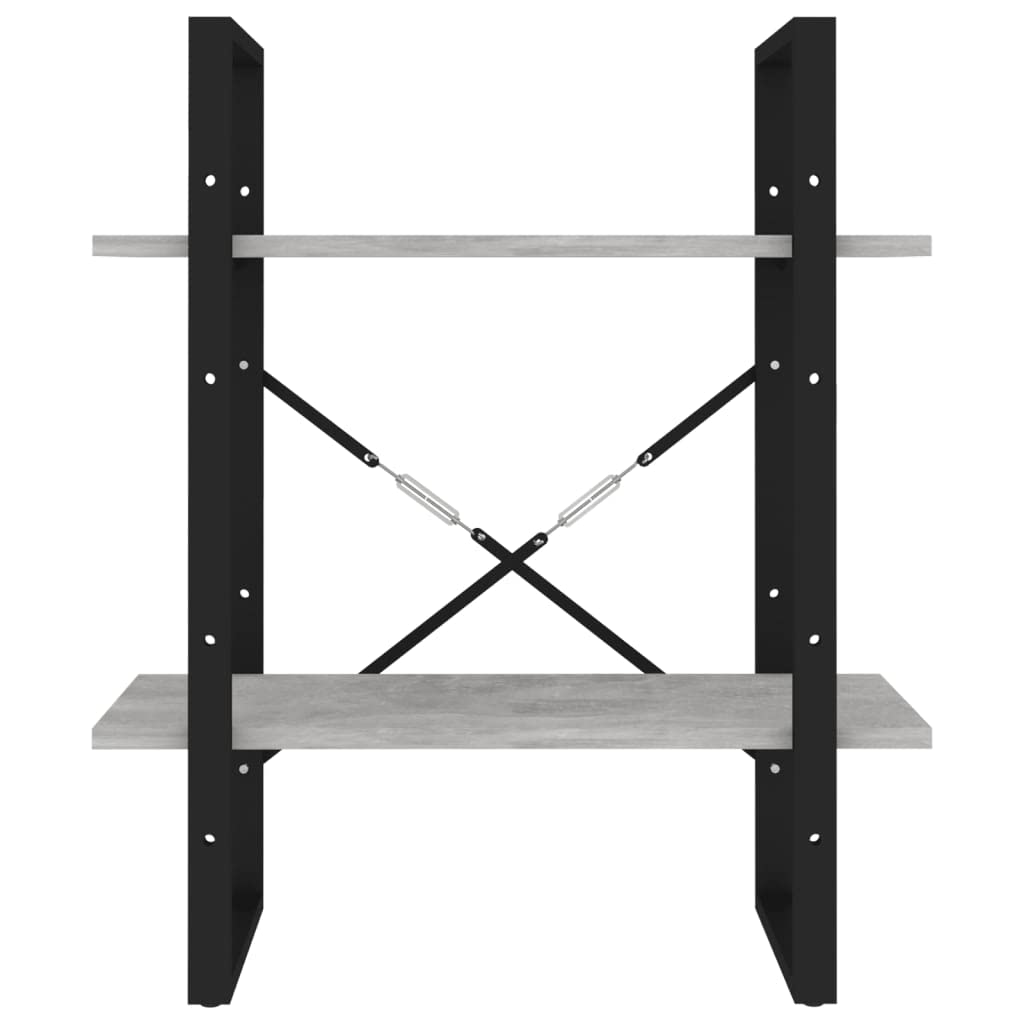 Estantería con 2 compartimentos, color gris hormigón, 60 x 30 x 70 cm, material de madera, estantería de pie con aspecto industrial, estantería moderna para salón, resistente y fácil limpieza