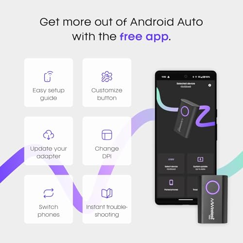 Image of AAWireless Two - Android Auto Wireless Adapter - Convert Factory Wired Android Auto to Wireless - Multifunctional Button - Easy Plug and Play Setup - Seamlessly Connect Via Bluetooth - Made in Europe