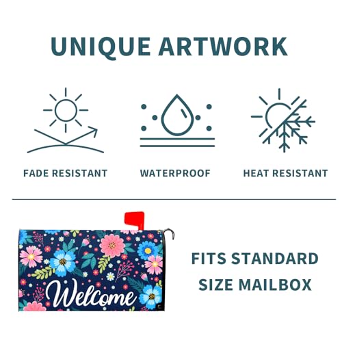 Image of Spring Summer Flowers Mailbox Covers Magnetic Welcome Mailbox Cover Floral Magnetic Mailbox Cover Mailbox Wraps Standard Size 18 inch X 21 inch Holiday Garden Mailboxs Decorations for Outside