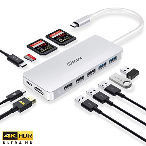 USB C Hub,Intpw 11-in-1 USB Type C Adapter to HDMI 4K,3 SD/MicroSD Card