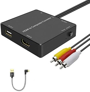 RuiPuo HDMI to AV Adapter HDMI to RCA Converter Compatible Fire Stick, Roku, Support 1080p, PAL/NTSC, Power Your TV Stick Directly from HDMI to AV Converter USB Port.