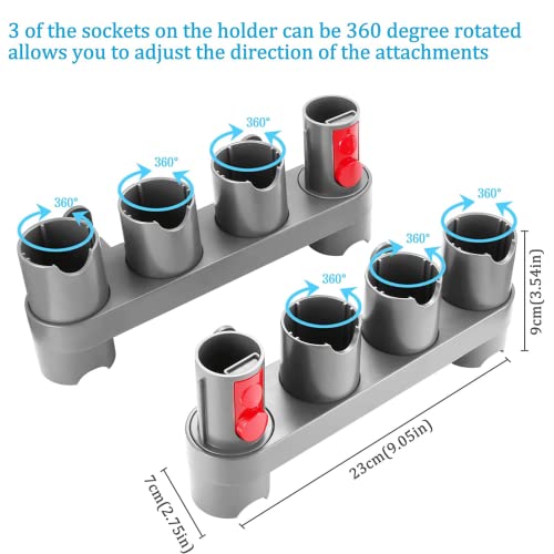 Image of Plastic Accessory Holder Compatible With Dyson V15 V11 V10 V8 V7 Vacuum Cleaner, Mess Free Attachments Organizer Tool, Use On Docking Station Or On Wall Mount (Screws Included) (Grey)