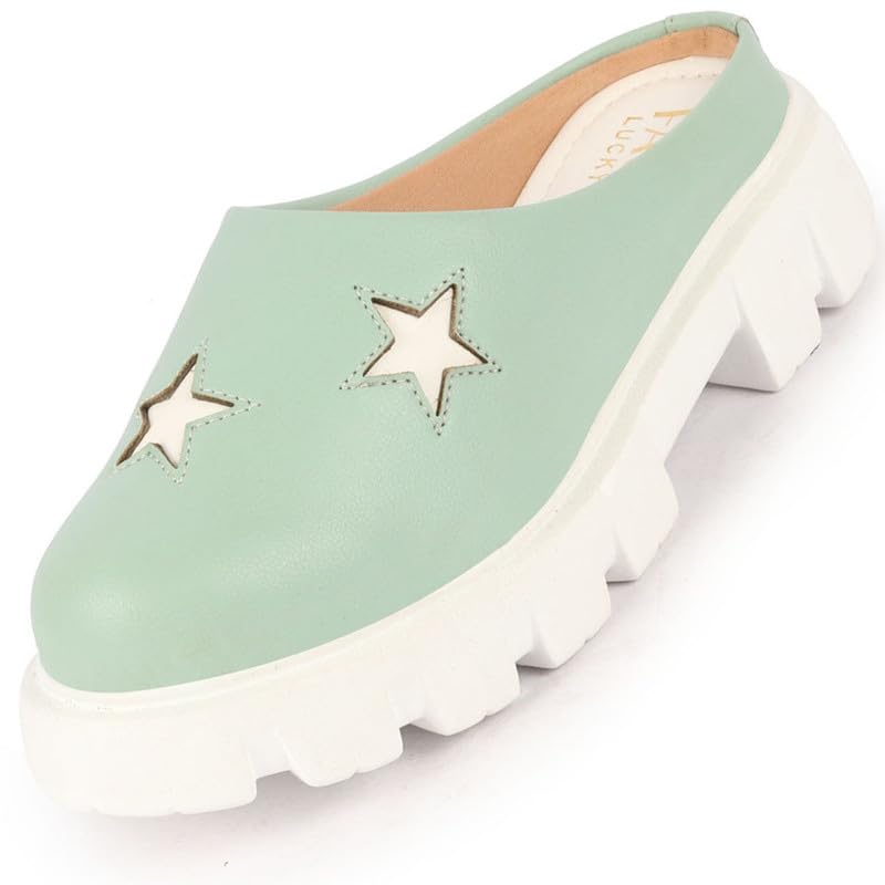 FAUSTO FST FJDWC-7015 Pista GREEN-36 Womens Pista Green Laser Cut Star Open Back Height Enhancer Slip On Casual Shoes (3 UK) (B0CKRHL9L6) Amazon Price History, Amazon Price Tracker