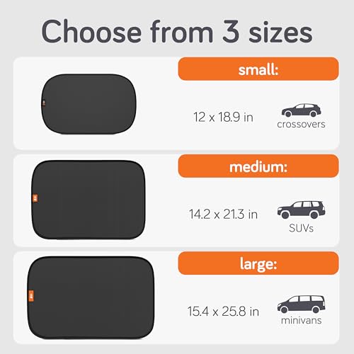 Image of Baby Uma Car Window Shades (2 Pack) - 18.9″ x 12″, UPF 50+ Car Window Covers, 99% UVB + 94% UVA Protection, Static Cling Sun Shade with Travel Bag (Small)