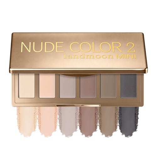 LANDMOON Nude Mini Eyeshadow Palette 6 Colors Smoky Matte Taupe & Brown Neutral Eye Shadows Highly Pigmented Long-Lasting Waterproof Travel Size Makeup Palette with Mirror