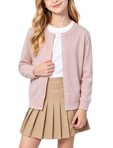 Image of PATPAT Girls Cardigan Sweater Knit Long Sleeve School Plain Tops 4-12Y