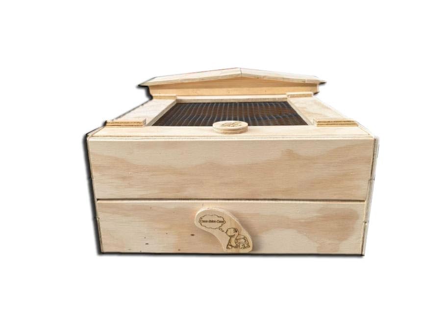 Scatola box Casetta teca terrario tartarugario casa per taratarughe tartaruga di terra chalet in legno rettili recinto recinzione gabbia allevamento trasportino 60x40x23h caiolla ricovero
