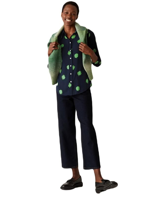 Image of Marks & Spencer Womens Printed Polyester Collared Neck Regular Fit Shirt