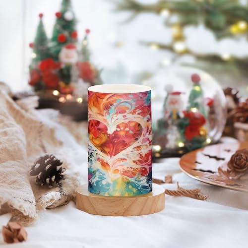 Image of ALAZA Color Hearts Flickering Flameless Candles Battery Operated with Remote Timer,Tea Light Candles LED Pillar Votive Candles Set of 2 for Outdoor Indoor Decorations