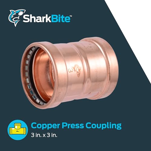 Image of SharkBite 3 Inch Coupling, Copper Press Plumbing Fitting, UPR0179