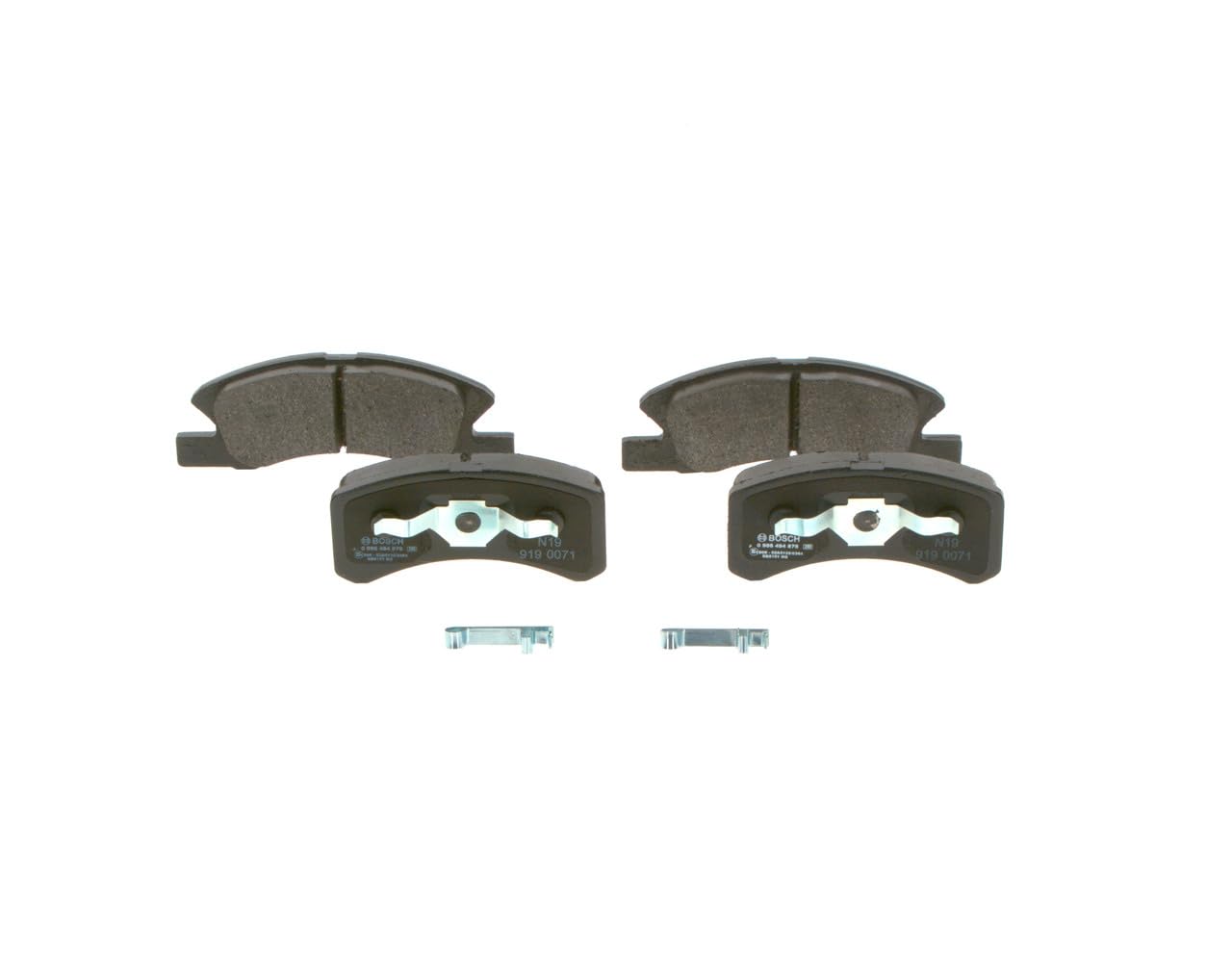 Bosch BP092 - Pastiglie Freni Auto, Asse Anteriore - Qualità Bosch - Riduzione del Rumore e della Polvere - Certificazione ECE-R90 - Senza Rame - 1 Confezione da 4 Pastiglie - Con Accessori