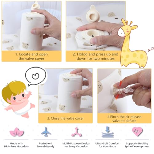 Siège gonflable pour bébés de 4 à 24 mois, pompe à air intégrée, soutien du dos pour nourrisson, chaise pour tout-petit, chaise de fête prénatale, siège d'extérieur, siège au sol, cadeau (ours avec – Image 6