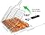 Fish Grilling Basket, Folding Portable Stainless Steel BBQ Grill Basket for Fish Vegetables Shrimp with Removable Handle, Come with Basting Brush and Storage Bag (01)
