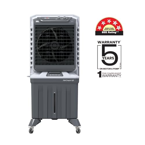 Image of Kenstar AirCruzer 125L Desert Air Cooler|125L Tank|Honeycomb Cooling Pads|60 ft Air Throw|3-Speed Control |Water Level Indicator|5 Star BEE Rated|5-Year Warranty on Motor&Pump|Light Grey & Light Dark