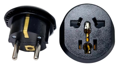 Ckitze USA/Asia/Australia to Europe, Germany, France, Russia Plug Adapter – 2 Pack - Type E/F Schuko Grounded American to European Plug Adaptor for Mobile Cell Phone, Laptop, Tablet Chargers