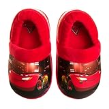 Disney Boys' Pixar Cars Slippers - Plush Lightning McQueen Slippers (Toddler/Boy), Size 5-6 Toddler, Red Lightning