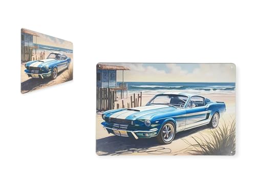 Plaque Métal Déco Vintage - Mustang GT Plage (20x30cm)
