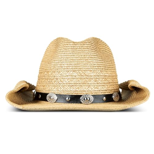 Chapeau de cowboy femme Lucky Brand en paille haut de gamme avec tresse western