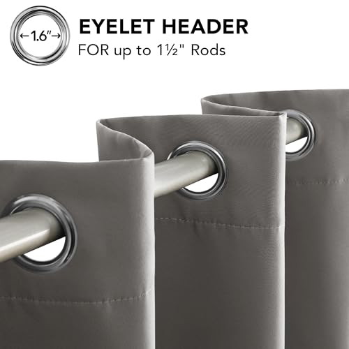 Image of Deconovo Solid Thermal Insulated Blackout Curtains Eyelet Curtains for Bedroom Eyelet 55x87 Inch Two Panels Light Grey