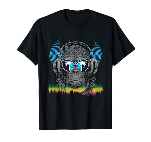 Gorilla With Headsets | Jamaican Music | Reggae T-Shirt