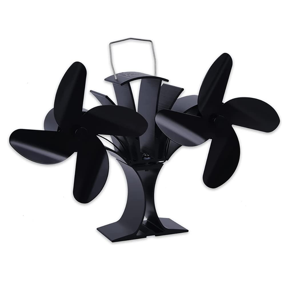 Ventilador para Estufa de leña, Ventilador de Quemador de leña de 8 Cuchillas silenciosas para Quemador de Madera, Doble Motor,Ventilador para Chimenea para Estufa de Gas/Pellet/Madera