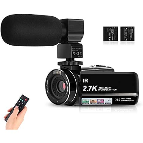 Camcorder Video Camera with 2.7K WiFi HD HDMI Cable Vlogging Camera Night Vision Digital Recorder with Microphone Remote Control & 32GB SD Card Vlog Blogging Video Camera for YouTube Cover