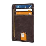 XZVXZV Slim Minimalist Front Pocket Leather Wallet RFID Blocking Small Thin Credit Card Holder for Men and Women Coffee
