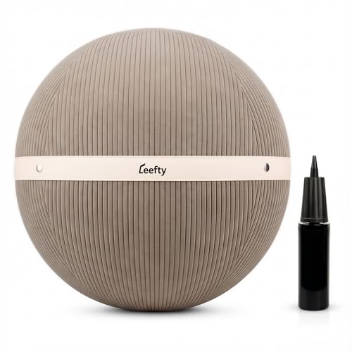 LEEFTY Siège Ballon - Ergonomique Bureau & Yoga - Chaise Ballon 65 cm avec Base Anti-Dérapante-Siège Actif pour Bureau, Grossesse, Fitness &Yoga | Ballon d’Exercice Renforcé Anti-Éclatement
