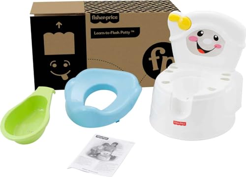 Image of Fisher-Price Toddler Toilet Learn-to-Flush Potty Training Seat with Lights Sounds Phrases and Removable Potty Ring